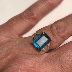 Blue Topaz Stamped 925 Sterling Silver Ring
